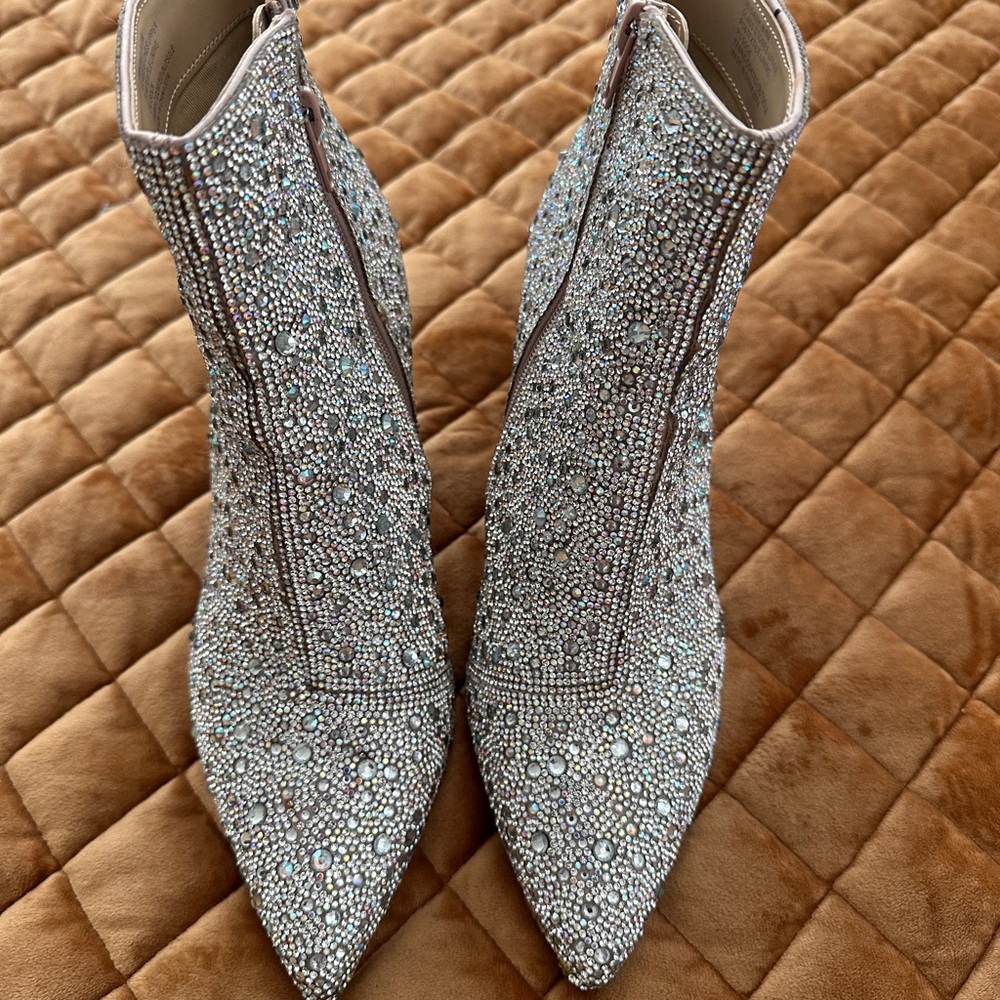Betsey Johnson Elegant Rhinestone-Embellished Ankle Boots